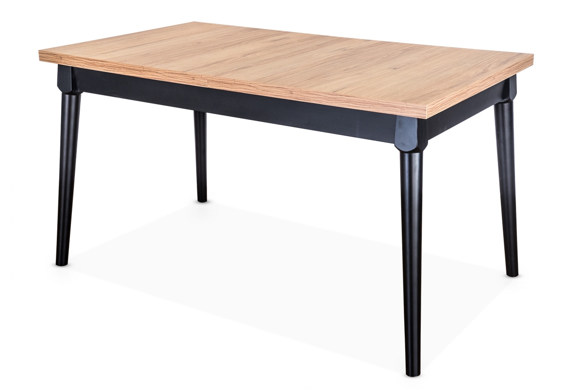 Stůl rozkladany pro jídelny 160-200 Ibiza na drewnianych nogach Stůl na czarnych drewnianych nogach