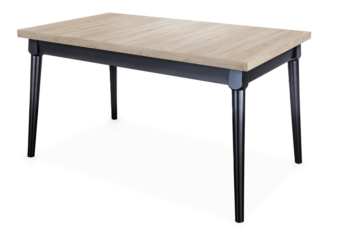 stôl rozkladany do jedálne 160-200 Ibiza na drewnianych nogach - Dub sonoma / čierne nožičky stôl na czarnych drewnianych nogach
