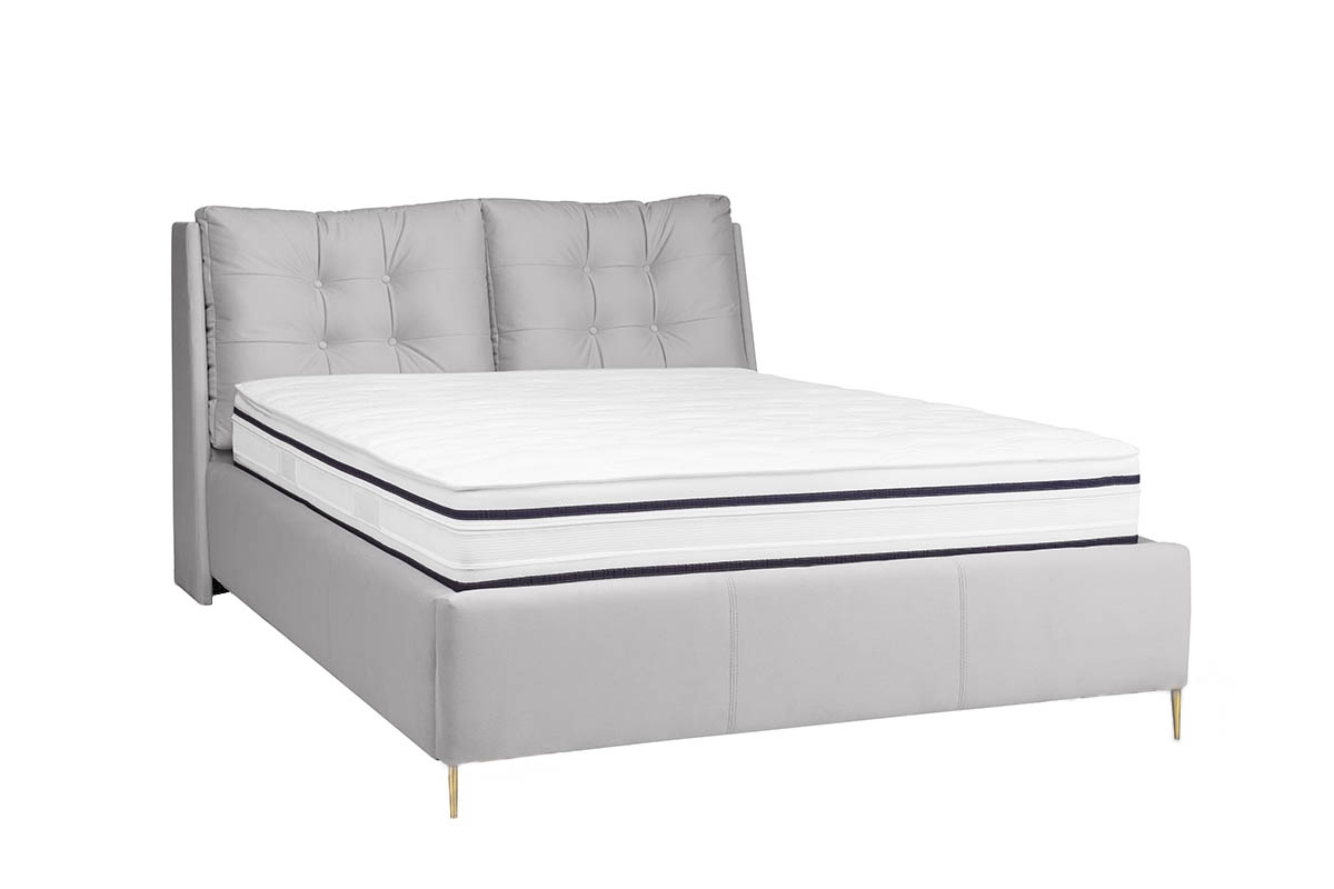 postel čalouněné pro ložnice ze stelazem Branti - 160x200, Nohy zlaté postel pro ložnice z wysokim wezglowiem 