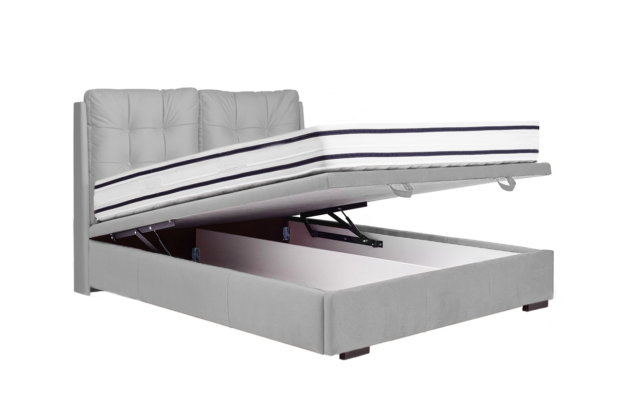 postel pro ložnice s čalouněným stelazem a úložným prostorem Branti - 180x200 šedý postel s úložným prostorem na posciel 