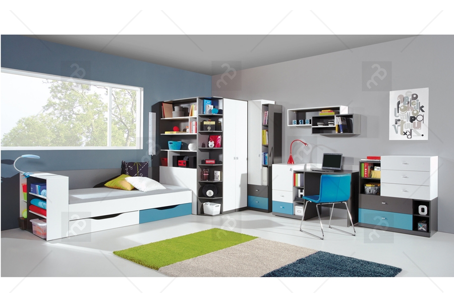 Komoda s pěti zásuvkami a čtyřmi výklenky Tablo 7 - grafit / Bílý / atantic nábytek do každé místnosti