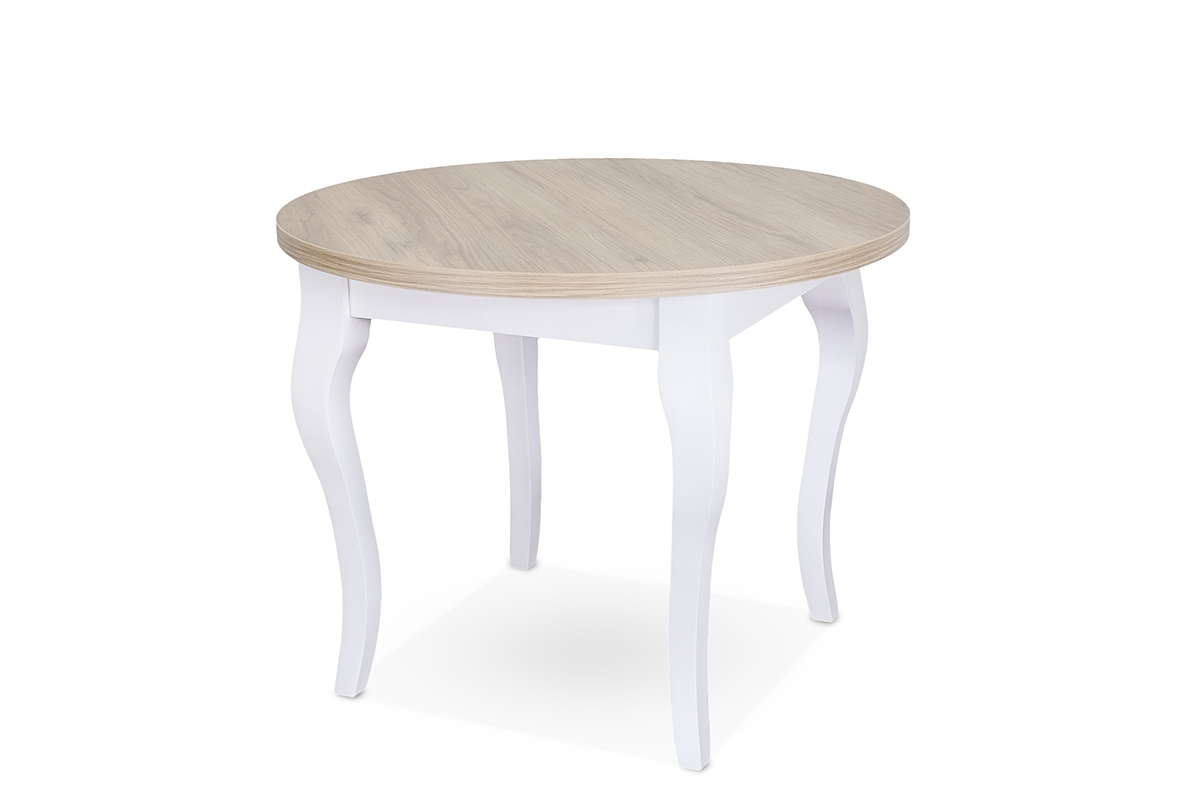 stôl okragly rozkladany 100-180 Monza 4 na drewnianych nogach - Dub sonoma / biale Nohy stôl do jedálne