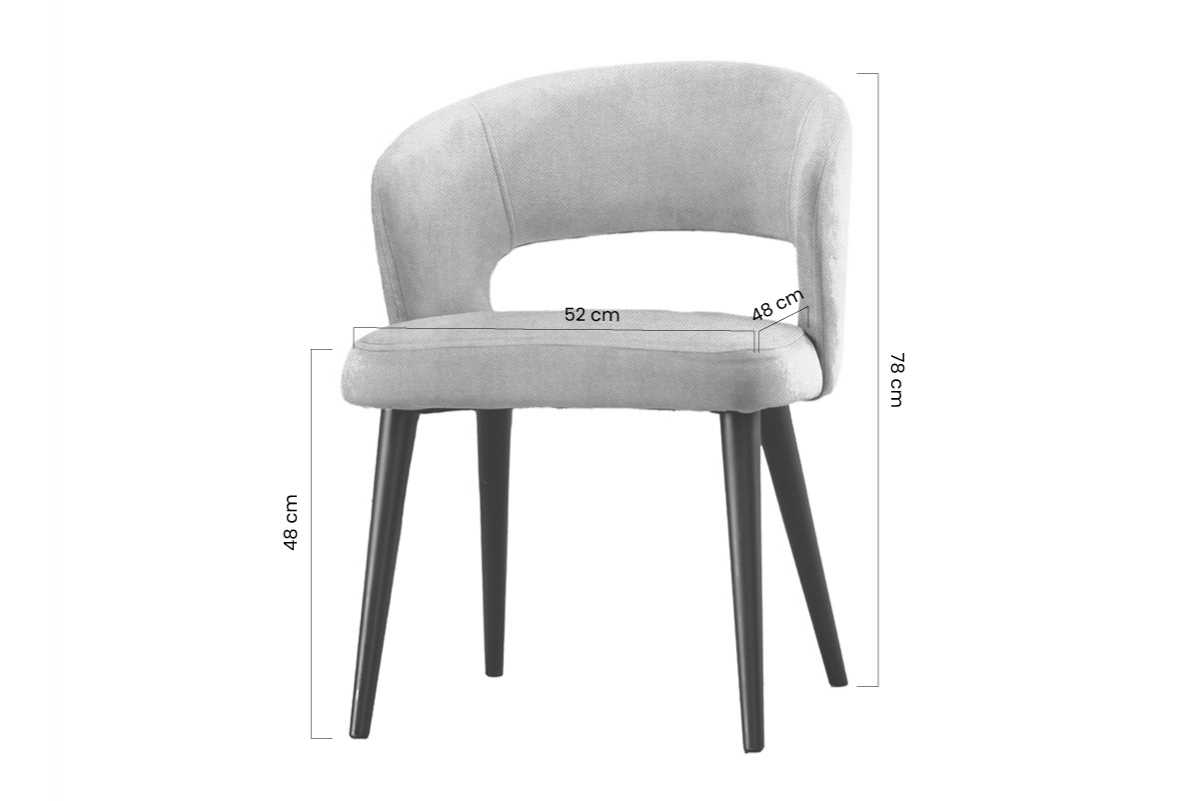 Čalouněná židle Luna - béžová Cloud 03 / černé nožky židle drewniane Luna s čalouněným sedákem - Béžová Cloud 03 / černé Nohy - Rozměry