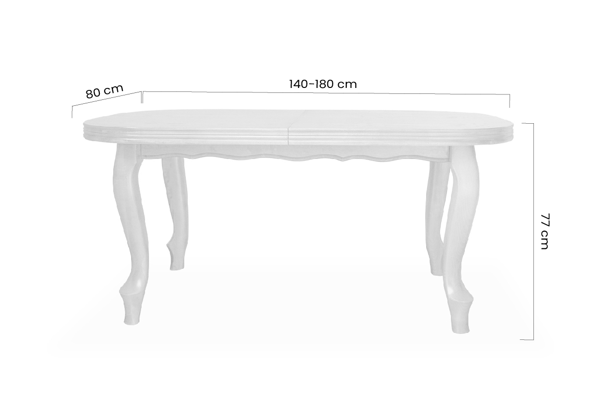 Stôl rozkladany w drewnianej okleinie 140-180 Ludwik na drewnianych nogach - Dub Stôl rozkladany w drewnianej okleinie 140-180 Ludwik na drewnianych nogach - Dub - Rozmery