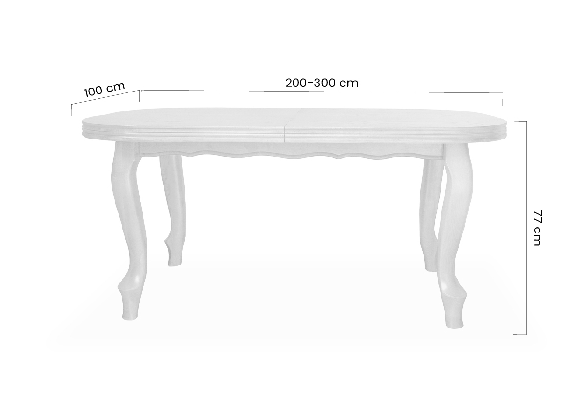 Stôl rozkladany w drewnianej okleinie 200-300 Ludwik na drewnianych nogach - Orech Stôl rozkladany w drewnianej okleinie 200-300 Ludwik na drewnianych nogach - Orech - Rozmery