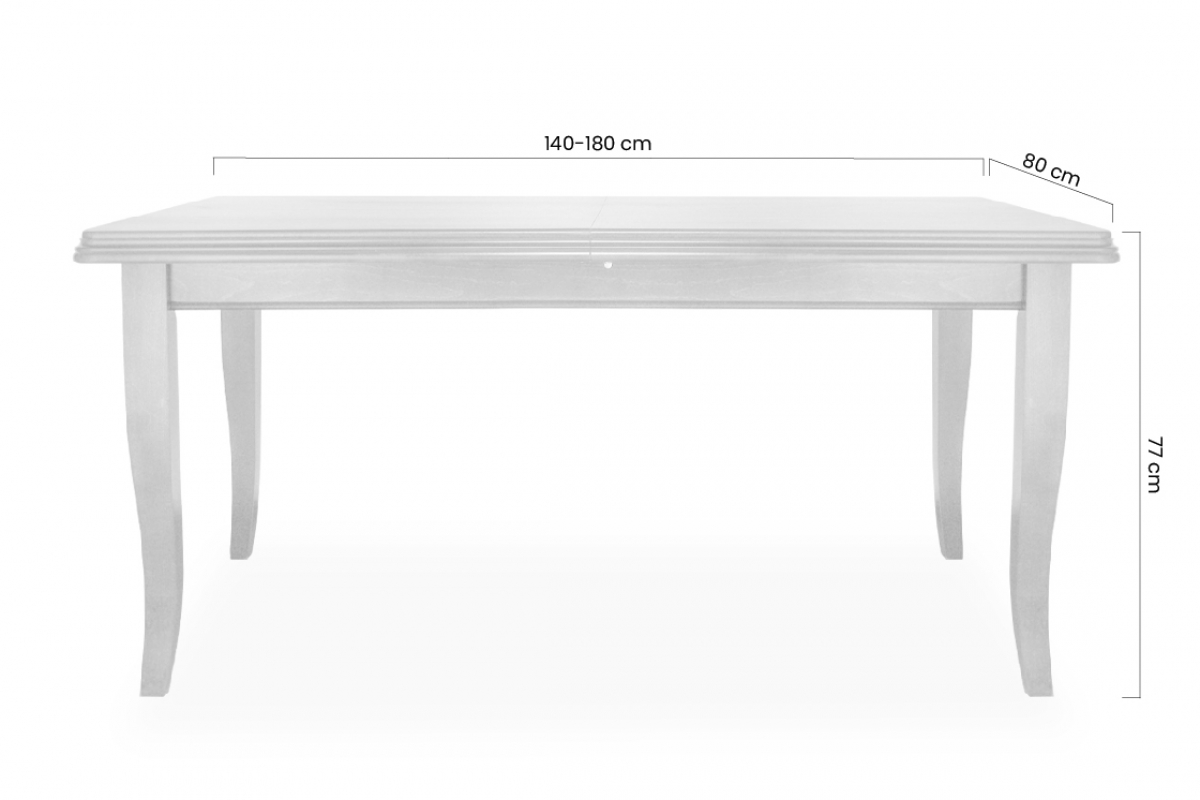 Stôl rozkladany w drewnianej okleinie 140-180 Bergamo na drewnianych nogach - Orech Stôl rozkladany w drewnianej okleinie 140-180 Bergamo na drewnianych nogach - Orech - Rozmery
