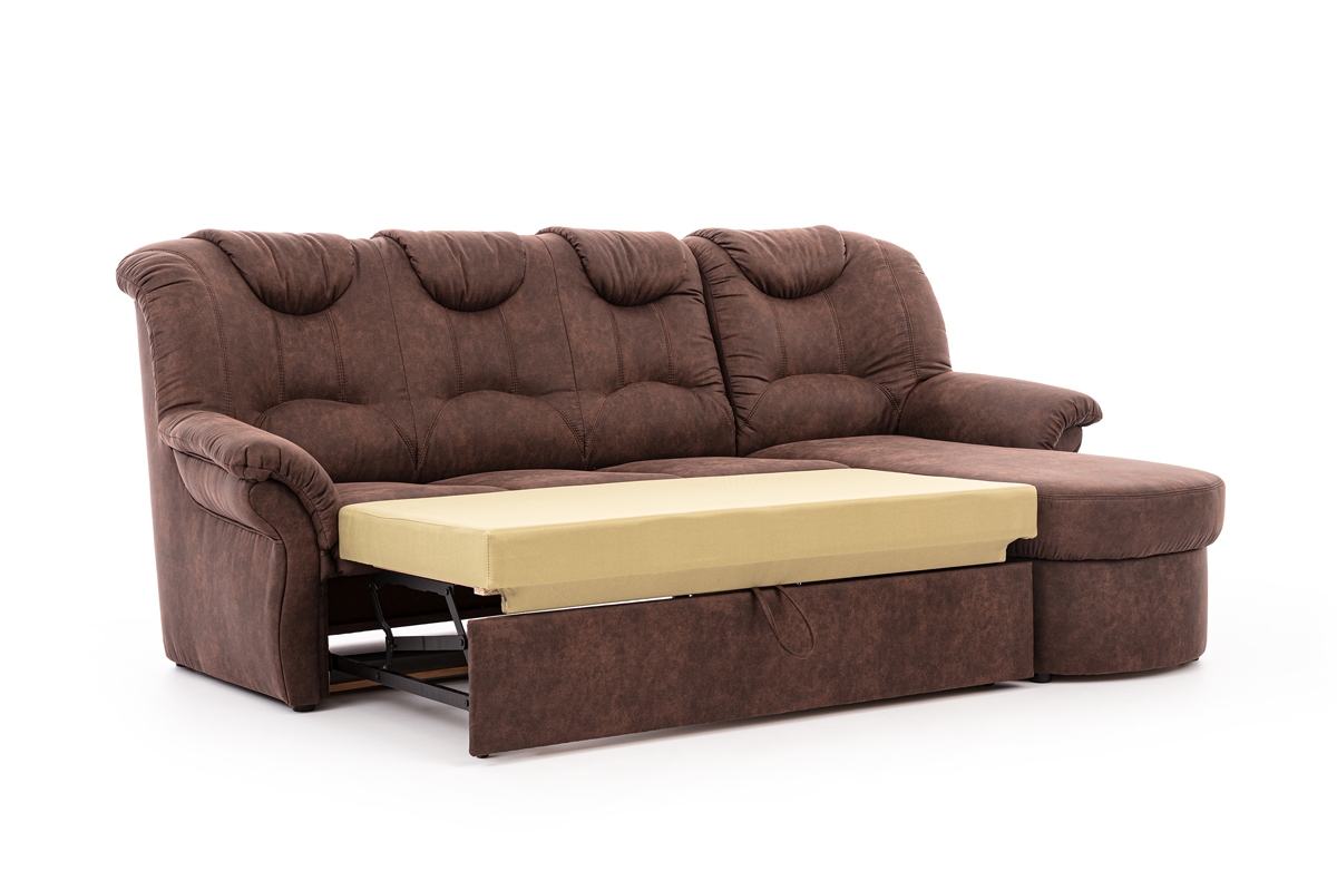 Canapea de colț  Lonigo Mini pe partea dreaptă cu funcție de dormit  - maro Preston 21  Canapea de colț cu funcția de dormit Lonigo - funkcja