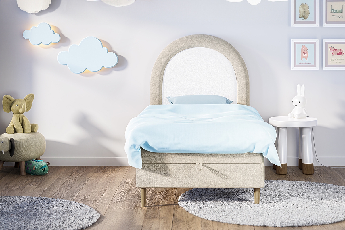 Dzieciece postel čalouněné s úložným prostorem Eliat 90x160 - béžový Baloo 2074 Dzieciece postel čalouněné s úložným prostorem Eliat 90x160