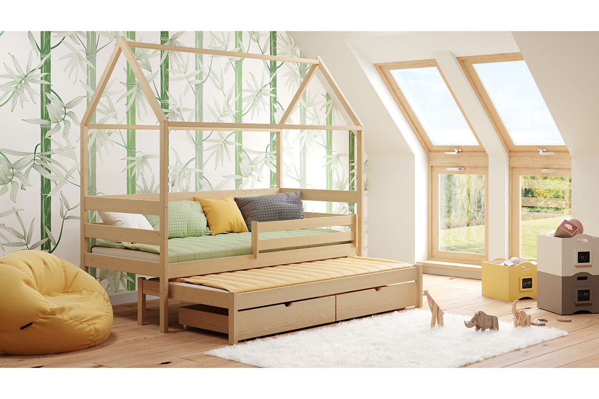 postel dětské domeček přízemní výsuvná Comfio - Borovice, 80x180 postel dětské domeček přízemní výsuvná Comfio - Borovice 