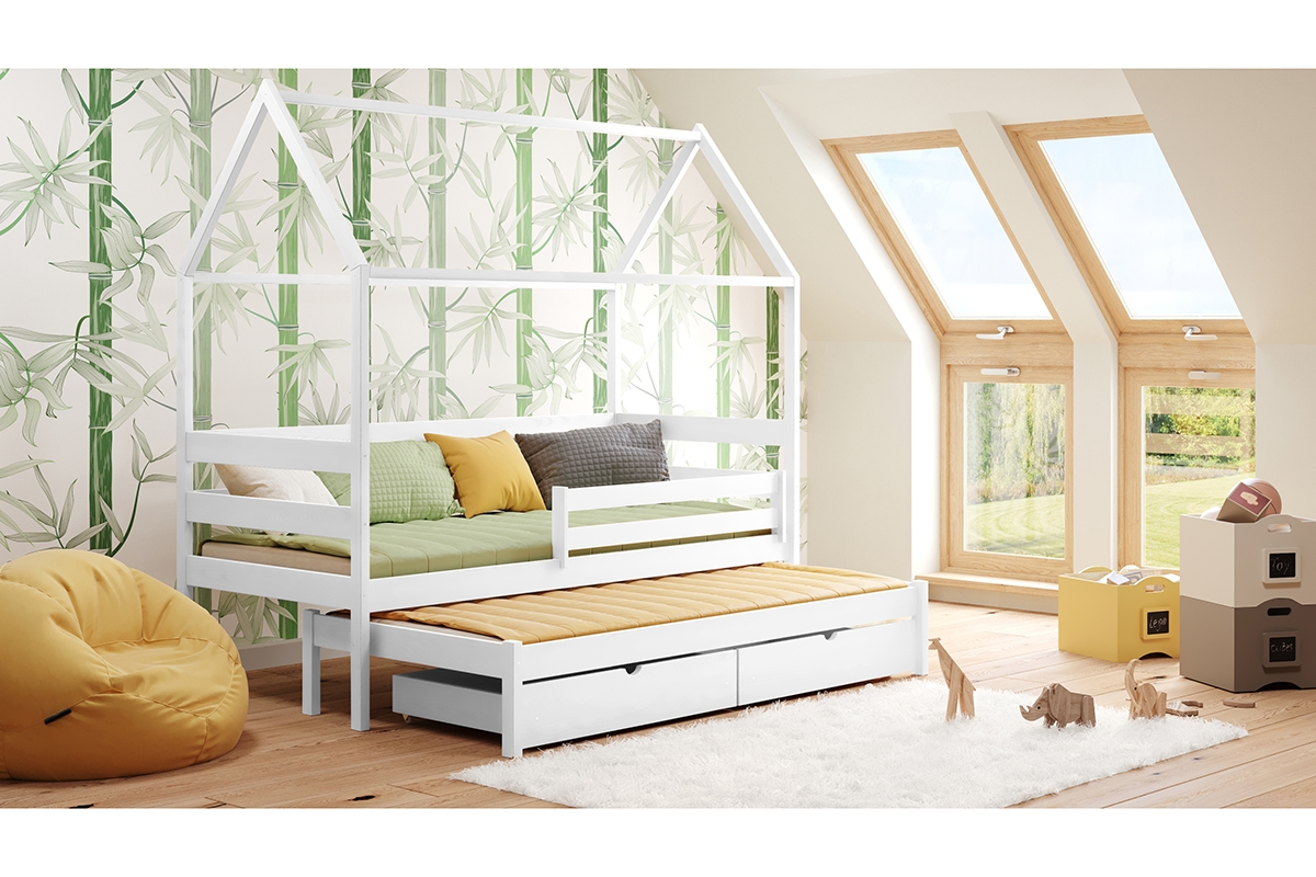 postel dětské domeček přízemní výsuvná Comfio - Bílý, 90x190 postel dětské domeček přízemní výsuvná Comfio - Bílý