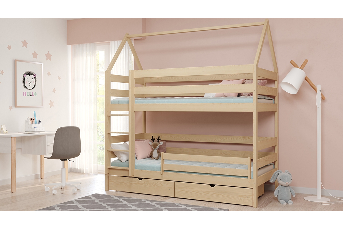 postel dětské domeček patrová  Comfio - Borovice, 80x190 postel dětské domeček patrová  Comfio - Borovice