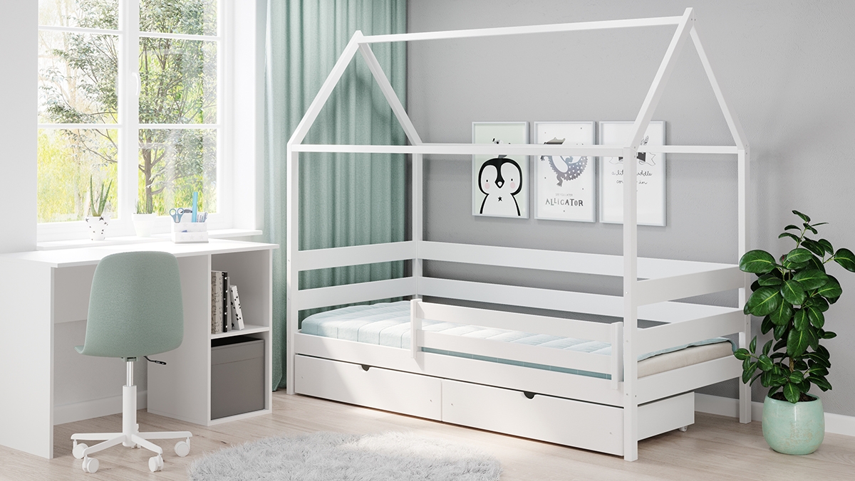 Dětská domečková postel Comfio 80x180 - bílá postel dětské domeček přízemní Comfio - Bílý