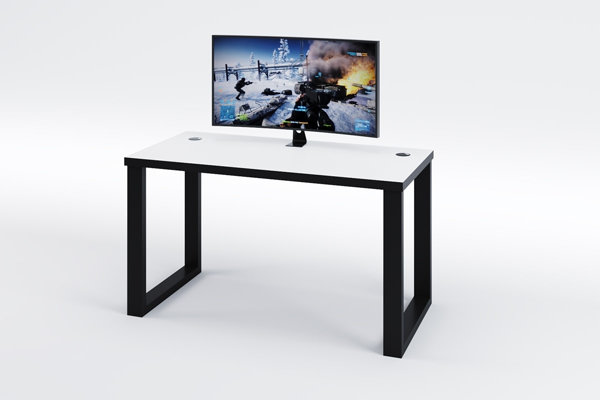 Písací stôl gamingowe Seman 110 cm na stalowych nogach - biela / čierny  Písací stôl gamingowe Seman na stalowych nogach - biela / čierny 
