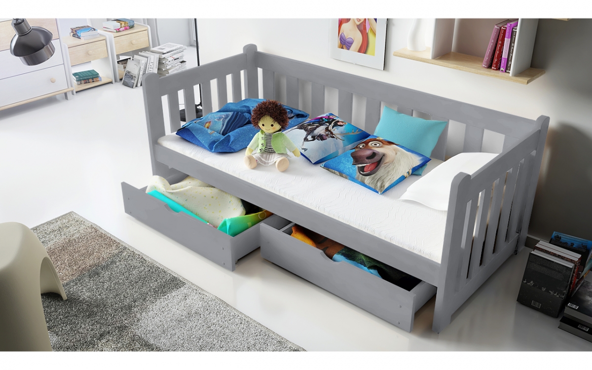 postel přízemní drewniane Swen DP 001 - šedý, 90x180 postel přízemní drewniane Swen DP 001 - šedý