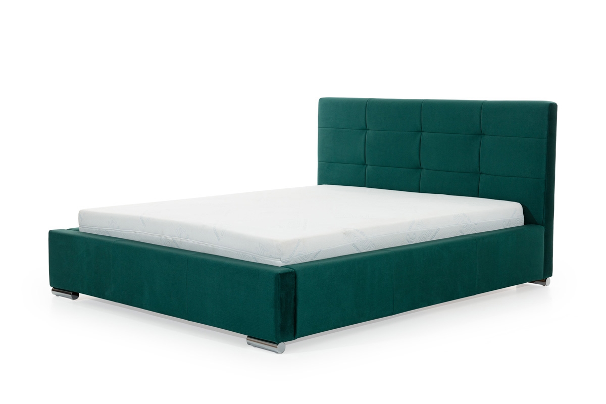 postel do ložnice s úložným prostorem Elderio - Zelený samet hydrofobowy Monolith 37, 160x200  Łóżko sypialniane z pojemnikiem Elderio