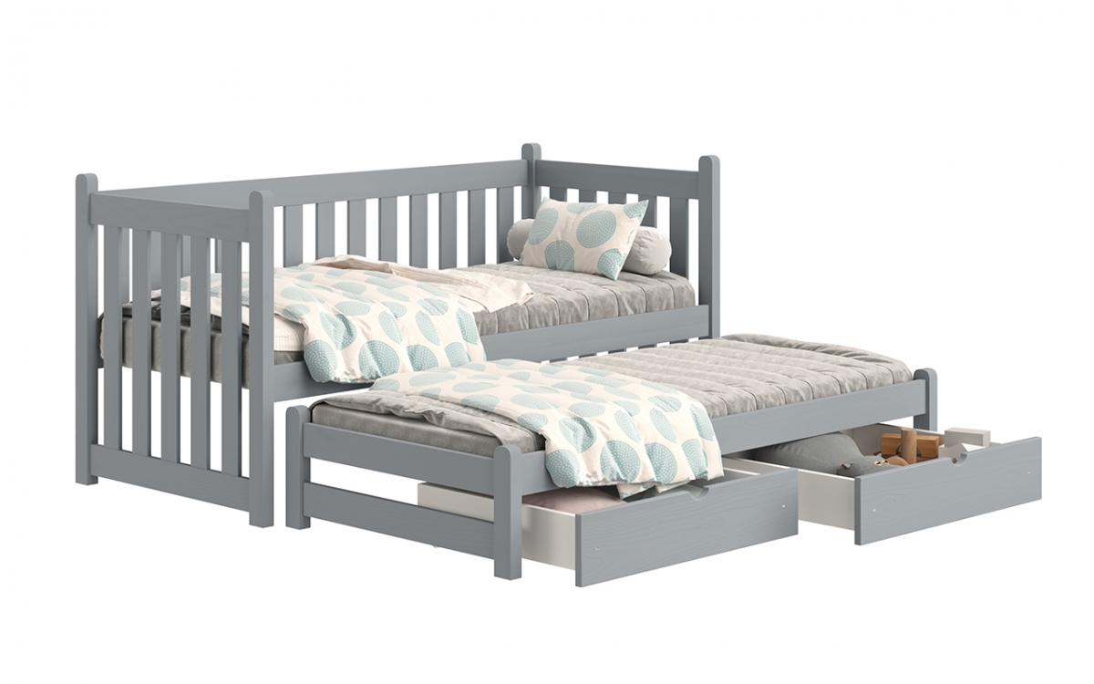 postel přízemní výsuvná Swen s zásuvkami - šedý, 80x180 postel přízemní výsuvná Swen - Barva šedý 