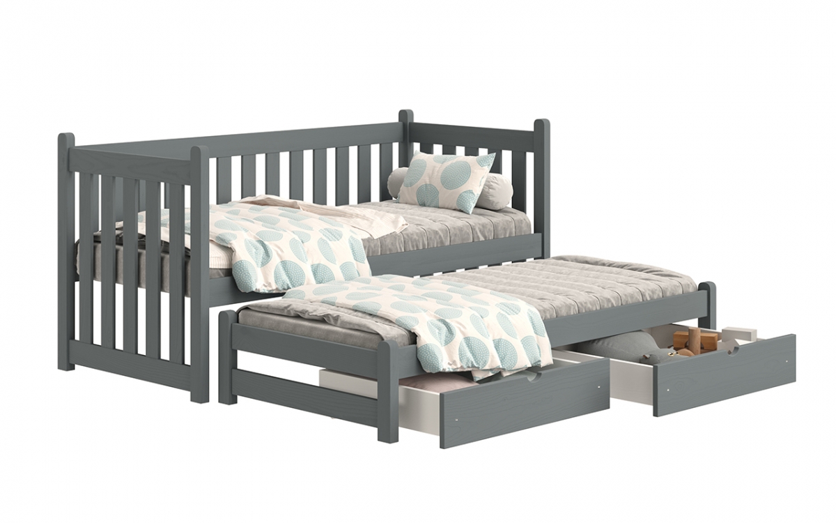 postel přízemní výsuvná Swen s zásuvkami - grafit, 80x160 postel přízemní výsuvná Swen - Barva Grafit 
