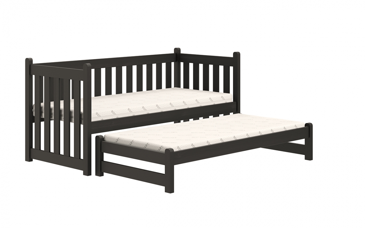 Swen egyszintes ágy, kihúzható fiókokkal - 80x160 cm - fekete Ágy egyszintes kihúzhato Swen - Szín Czarny