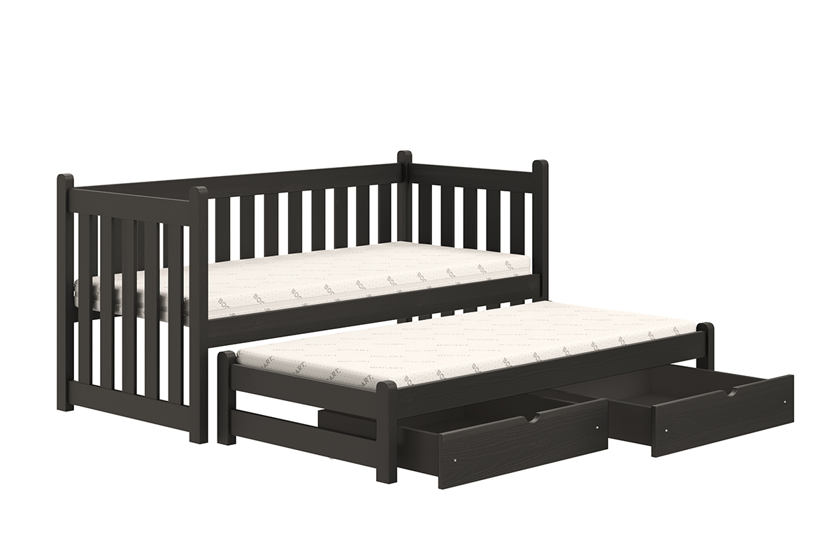 postel přízemní výsuvná Swen s zásuvkami - Černý, 80x190 postel přízemní výsuvná Swen - Barva Černý