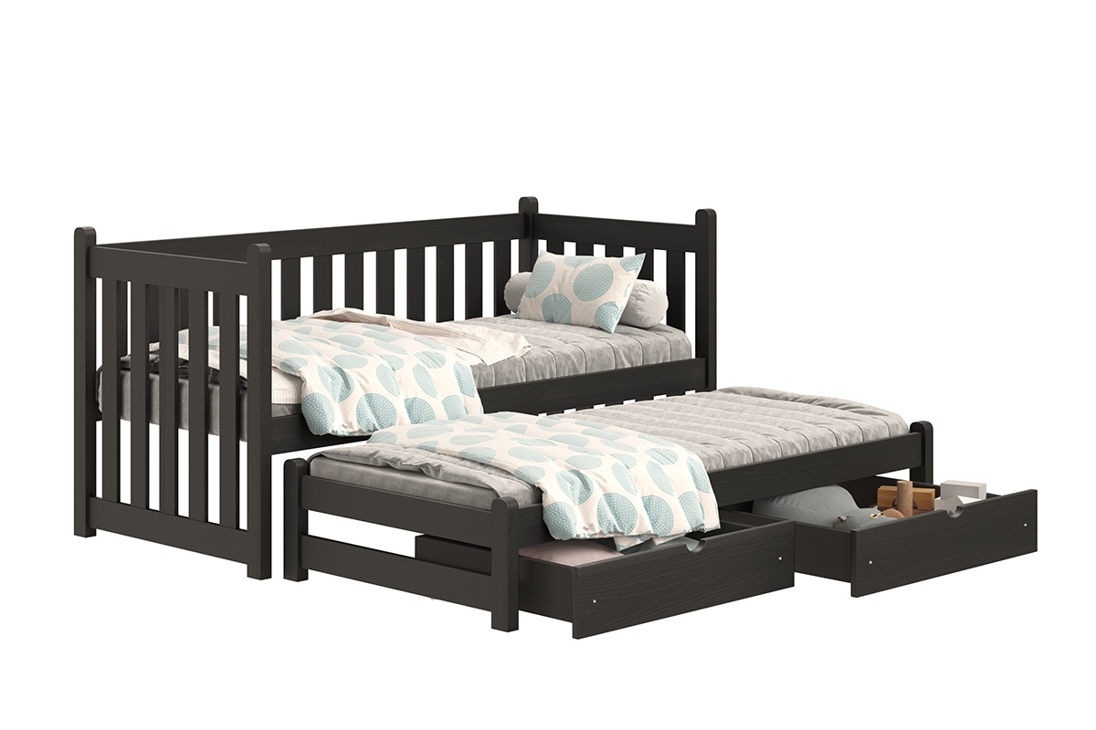 postel přízemní výsuvná Swen s zásuvkami - Černý, 90x190 postel přízemní výsuvná Swen - Barva Černý