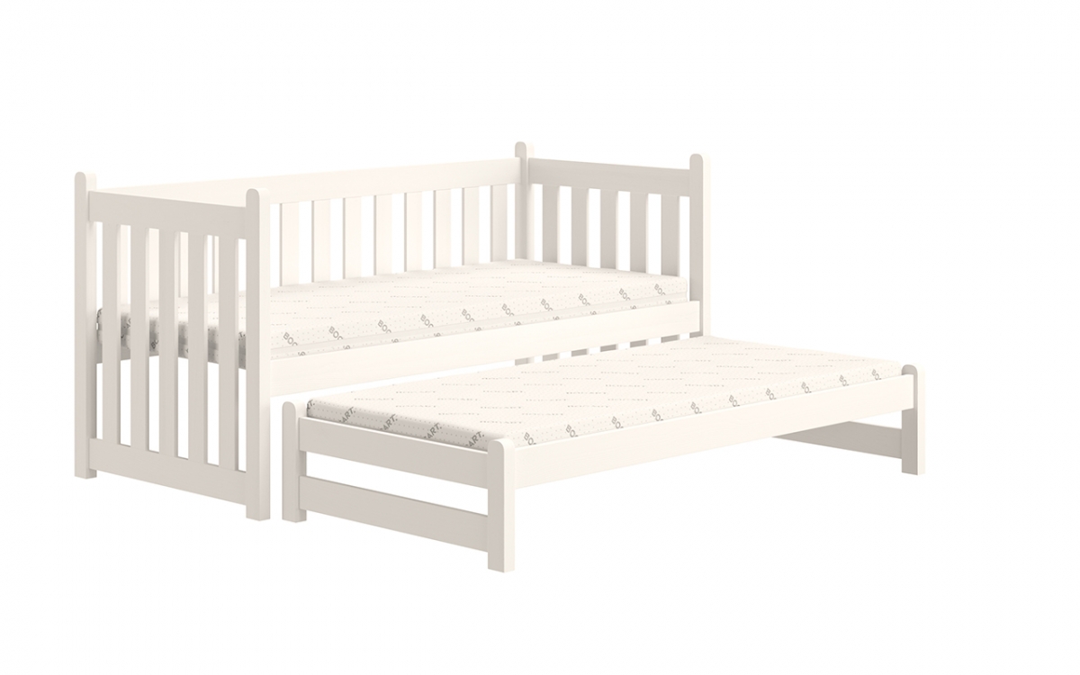 postel přízemní výsuvná Swen s zásuvkami - Bílý, 80x160 postel přízemní výsuvná Swen - Barva Bílý 
