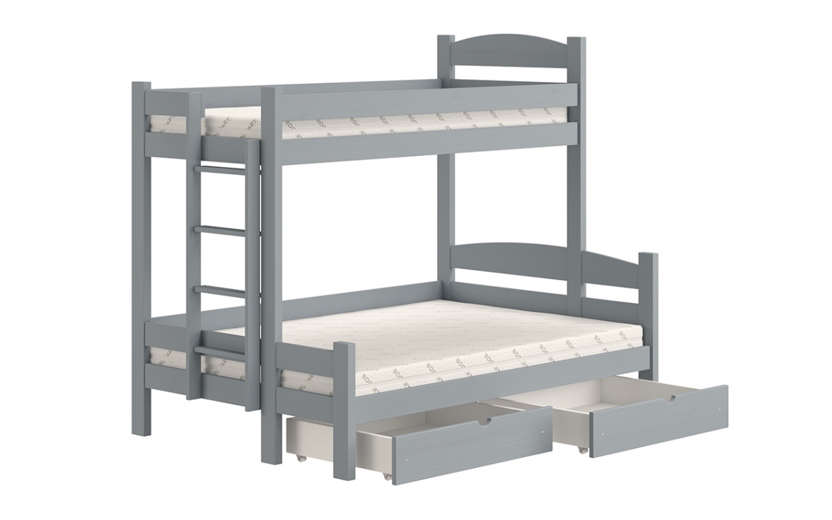 Lovic emeletes ágy, fiókokkal, bal oldali - 80x200 cm/120x200 cm - szürke Emeletes ágy fiokokkal Lovic - szürke