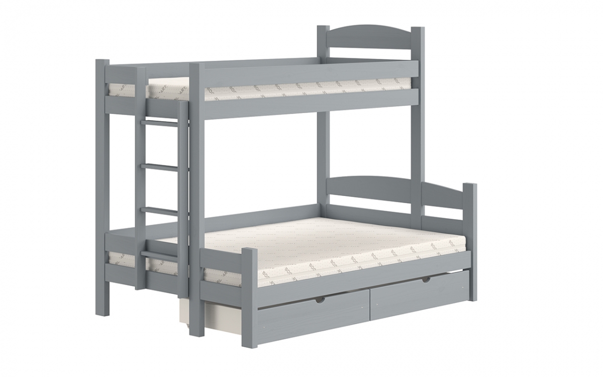 postel patrová  s zásuvkami Lovic levá - šedý, 80x200/120x200  postel patrová  s zásuvkami Lovic - šedý
