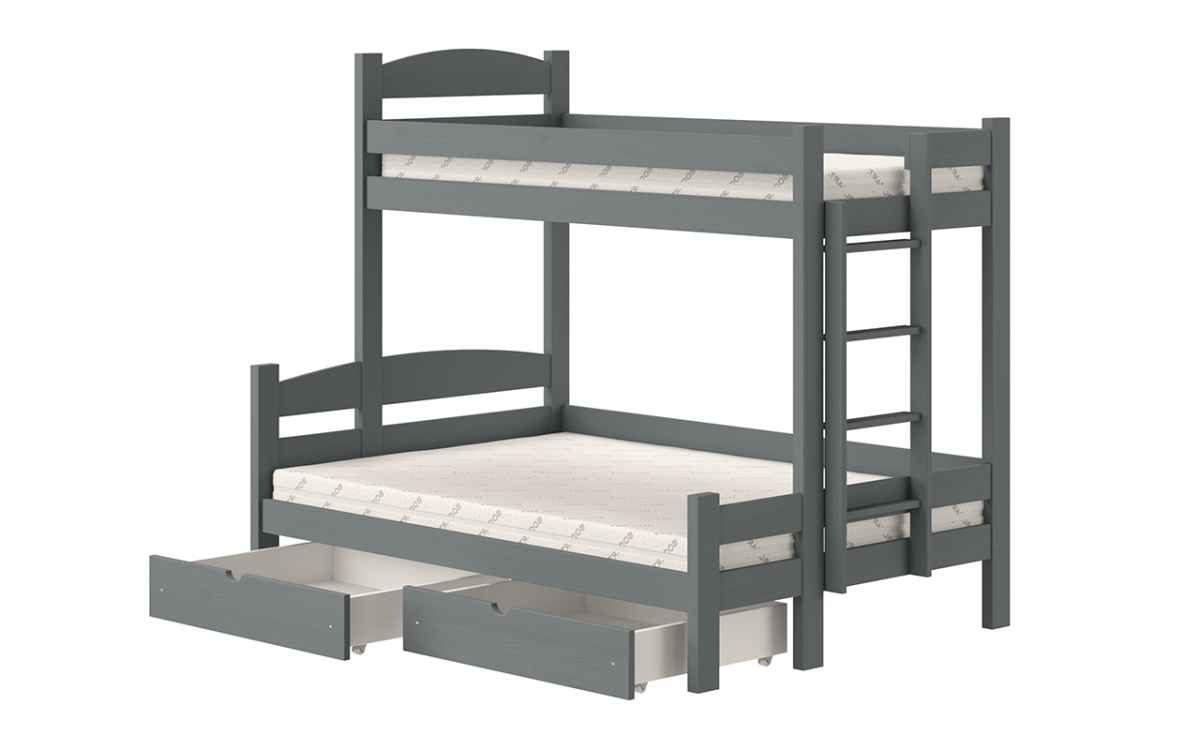postel patrová  s zásuvkami Lovic pravá - grafit, 80x200/120x200  postel patrová  s zásuvkami Lovic - grafit