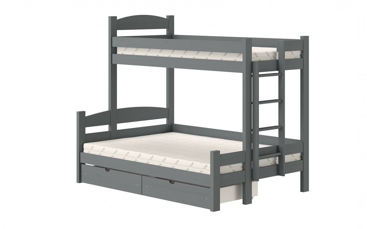 postel patrová  s zásuvkami Lovic pravá - grafit, 90x200/140x200  postel patrová  s zásuvkami Lovic - grafit