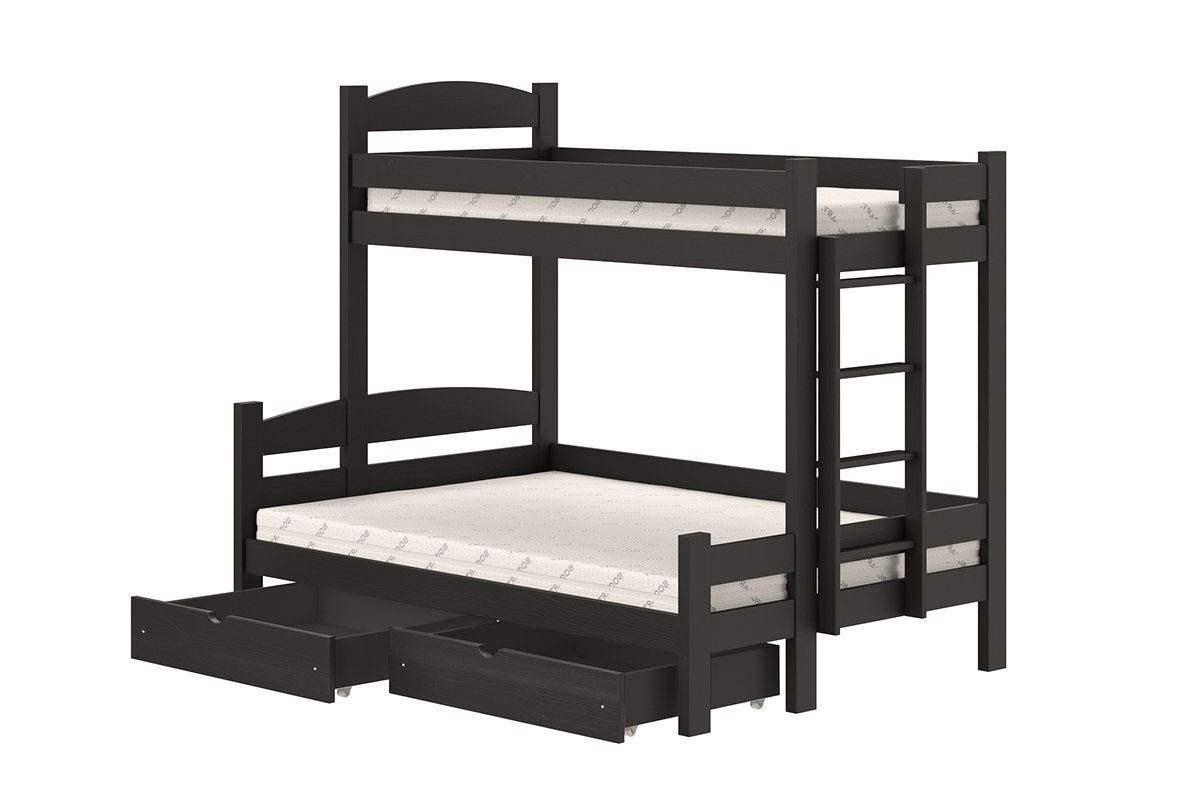 postel patrová  s zásuvkami Lovic pravá - Černý, 80x200/120x200  postel patrová  s zásuvkami Lovic - Černý