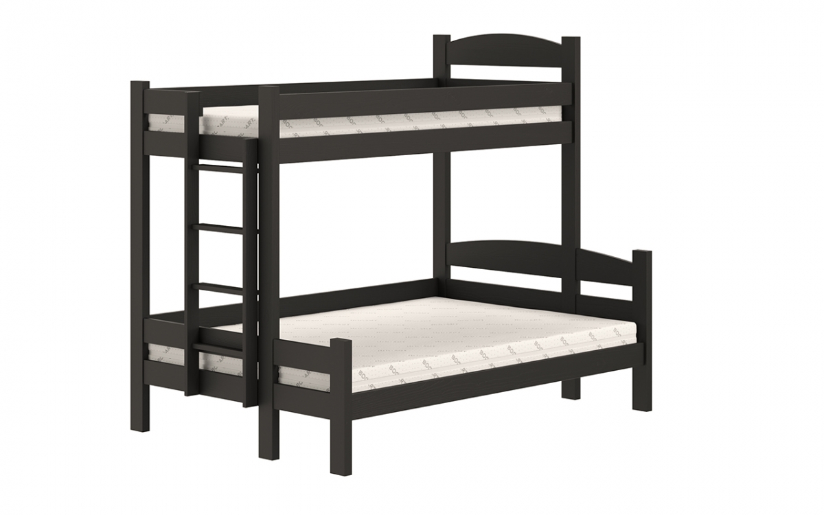 Lovic emeletes ágy, fiókokkal, bal oldali - 80x200 cm/140x200 cm - fekete Emeletes ágy fiokokkal Lovic - fekete