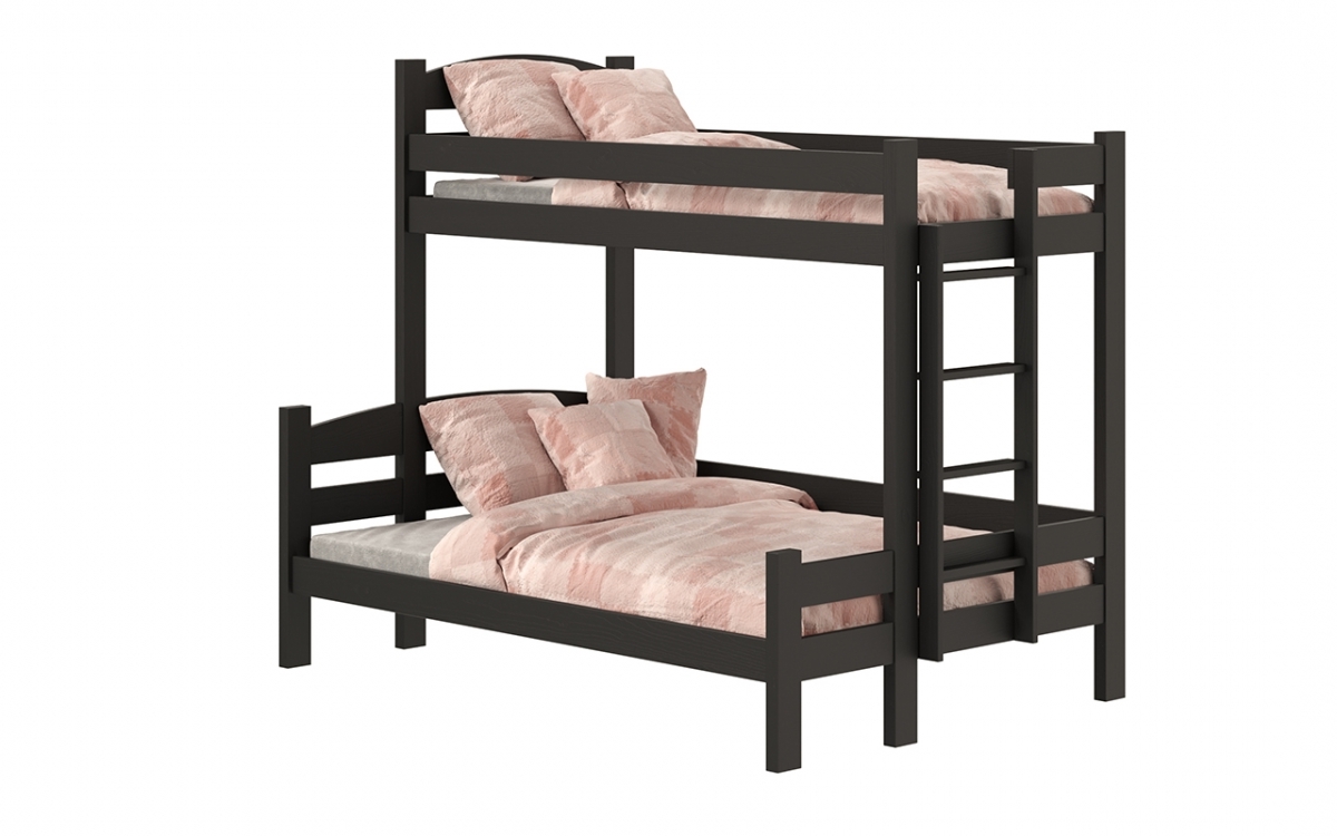Lovic emeletes ágy, fiókokkal, jobb oldali - 80x200 cm/140x200 cm - fekete Emeletes ágy fiokokkal Lovic - fekete