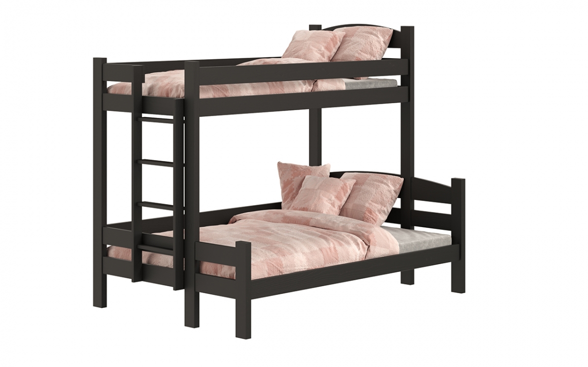 postel patrová  s zásuvkami Lovic levá - Černý, 90x200/120x200  postel patrová  s zásuvkami Lovic - Černý