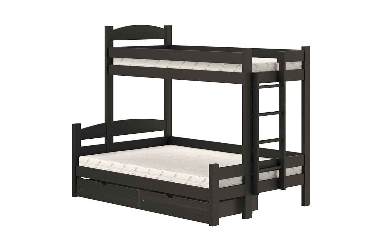 Lovic emeletes ágy, fiókokkal, jobb oldali - 90x200 cm/120x200 cm - fekete Emeletes ágy fiokokkal Lovic - fekete