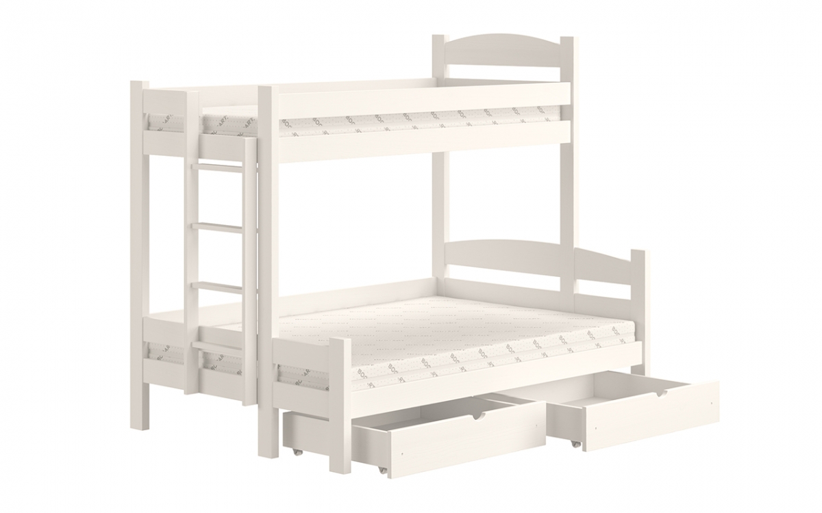 Lovic emeletes ágy, fiókokkal, bal oldali - 80x200 cm/120x200 cm - fehér  Emeletes ágy fiokokkal Lovic - bialy