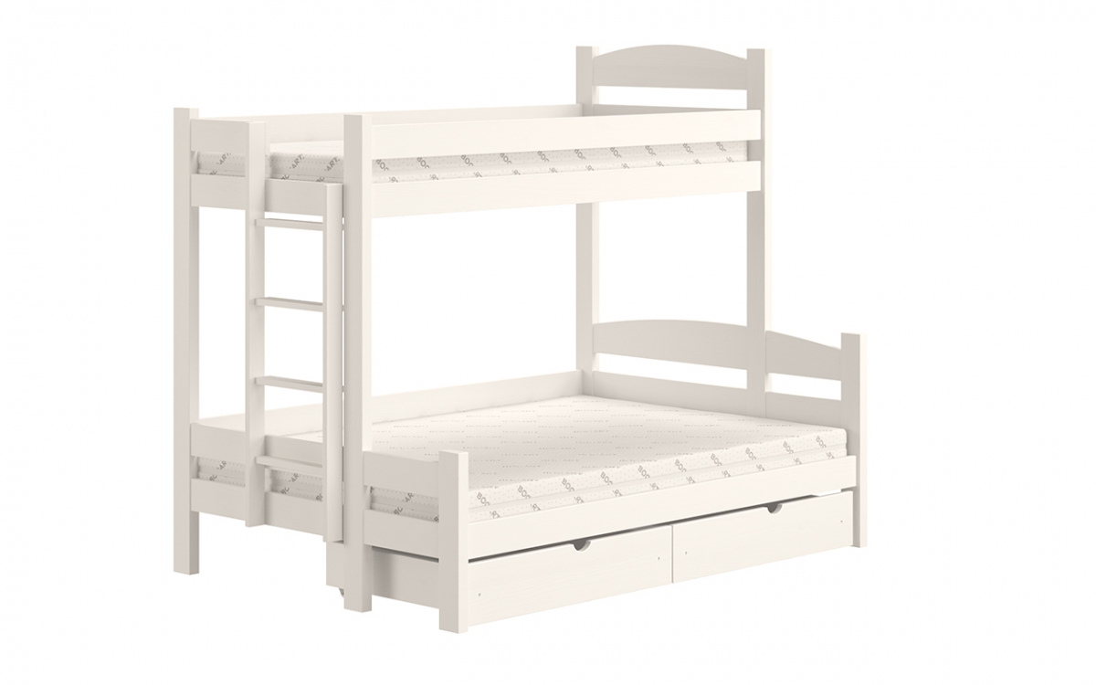 postel patrová  s zásuvkami Lovic levá - Bílý, 80x200/140x200  postel patrová  s zásuvkami Lovic - Bílý