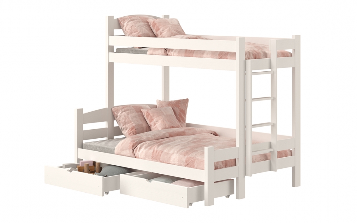 Lovic jobb oldali emeletes ágy fiókokkal - fehér, 80x200/140x200  Emeletes ágy fiokokkal Lovic - bialy