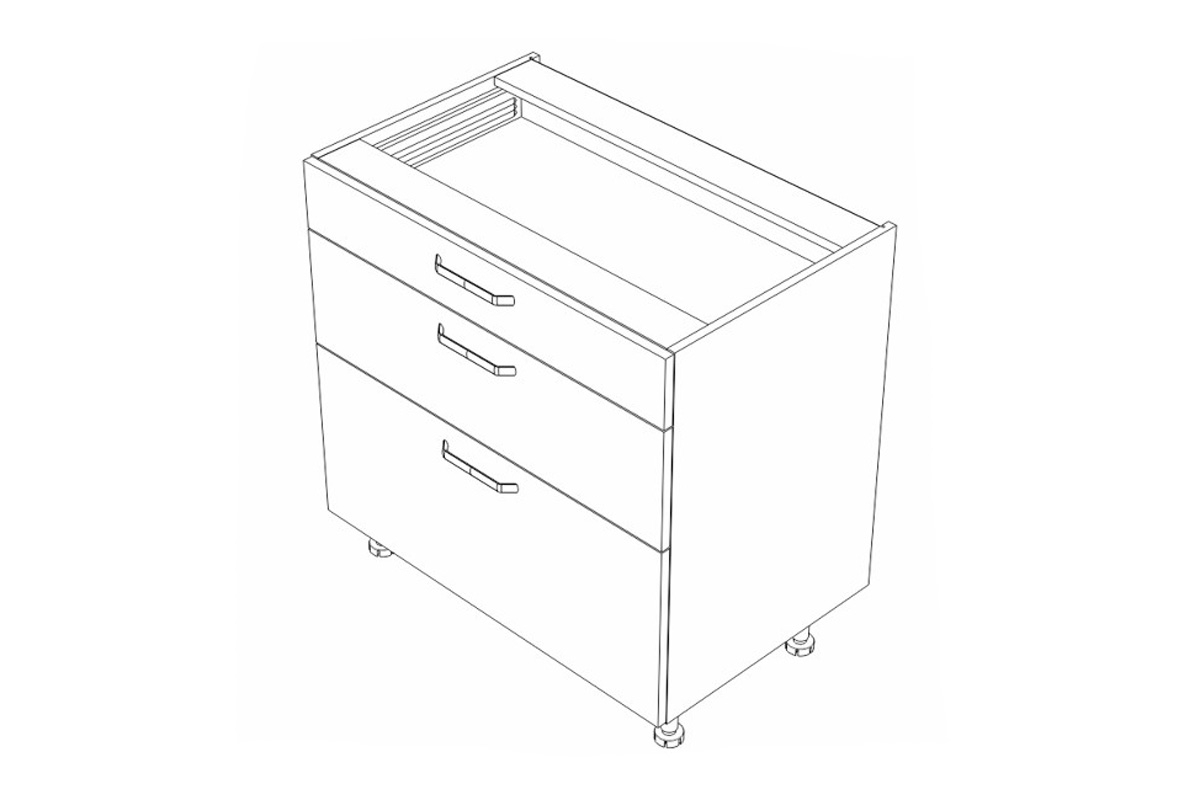 KAMMONO P2 DSS85/3 - Skříňka kuchyňská se třemi  zásuvkami KAMMONO P2 DSS85/3 - Skříňka kuchyňská se třemi  zásuvkami