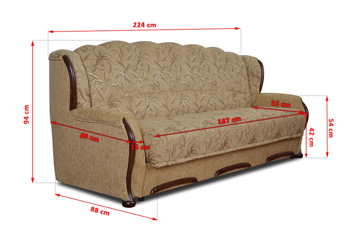 Fryderyk összecsukható kanapéágy a nappaliba - szürke Luna szövet / wenge Kanapéágy rozkladana a nappaliba Fryderyk - szürke Szövet wzor Luna / wenge