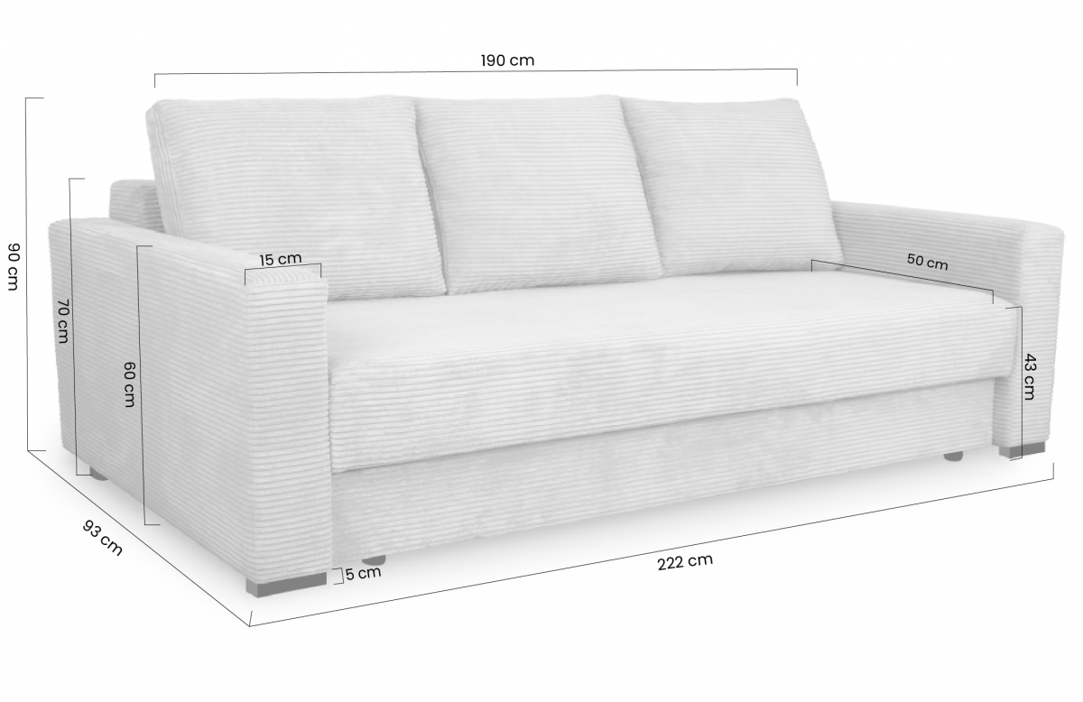 Rozkládací pohovka Bizon - béžový manšestr Lincoln 17 Gauč rozkladana do obývacího pokoje Bizon - béžový manšestr Lincoln 17