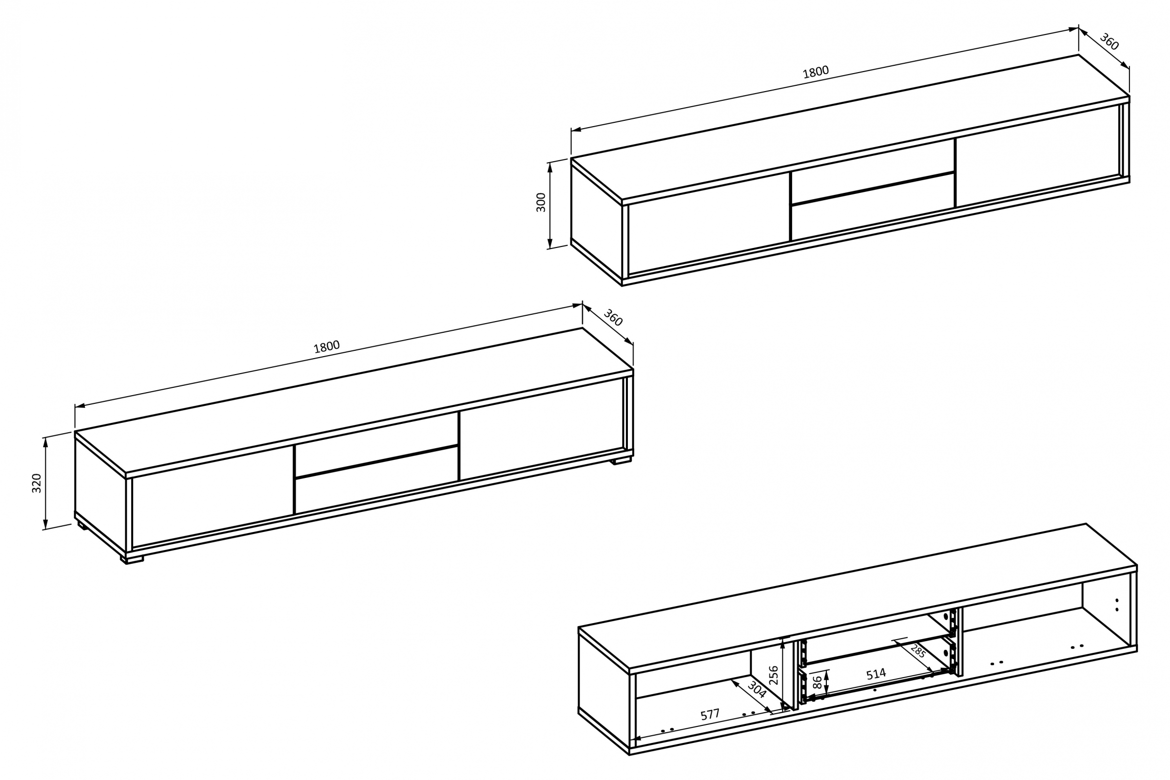 TV stolík Frida 39 so zásuvkami 180 cm - Dub artisan / Biely TV skrinka Frida 39 so zásuvkami 180 cm - Dub artisan / Biely