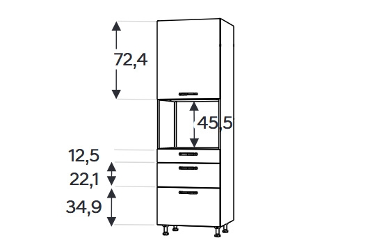 vysoká skříňka kuchenny Kammono F11 SDPK60SS3 se zásuvkami do zabudowy piekarnika kompaktowego 	KAMMONO F11 SDPK60SS3 - regál kuchenny s zásuvkami do zabudowy piekarnika kompaktowego