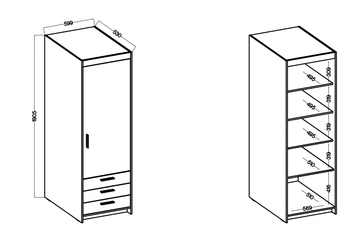 Dulap Luiza 1D3S cu sertare 60 cm - stejar lefkas dulap Lena 1D3S cu sertare 60 cm - stejar lefkas