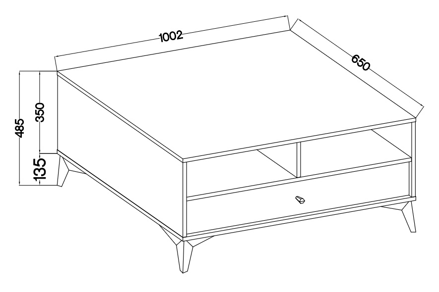 Konferenčný stolík Lotina I 1S 100x65 cm - béžová / zlaté nožičky Stolík kawowy Lotina I 1S z szuflada 100x65 cm - Béžová Pieskový / zlote nožičky