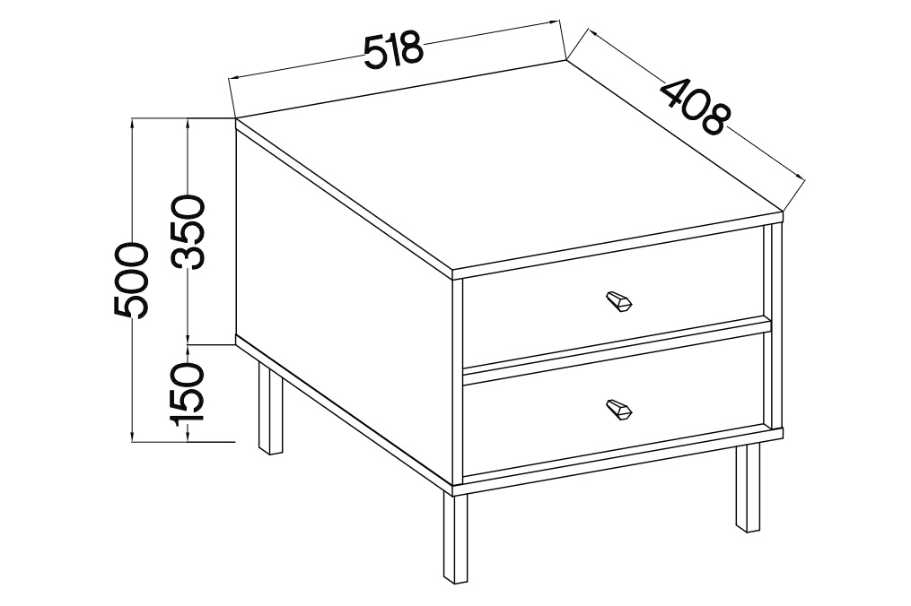 Nočný stolík Lotina II 2S so zásuvkami 52 cm - čierny grafit / zlaté nožičky Nočný Stolík Lotina II 2S so zásuvkami 52 cm - Čierny grafit / zlote nožičky