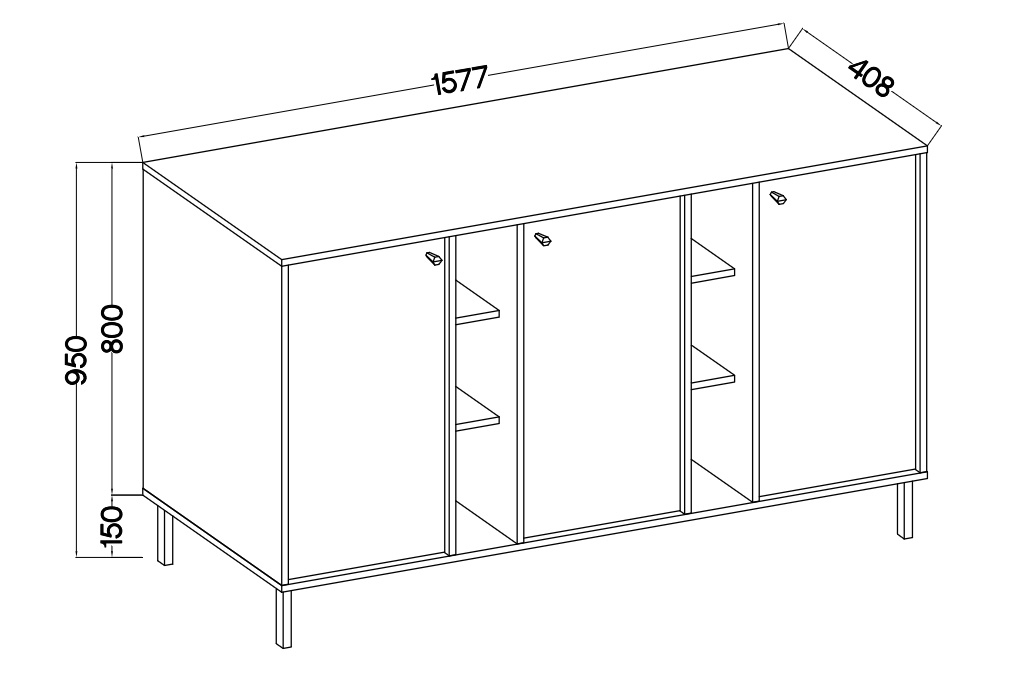 Komoda Lotina II 3F - 158 cm - Béžová Pieskový / zlaté nožičky Komoda Lotina II 3F - 158 cm - Béžová Pieskový / zlote nožičky