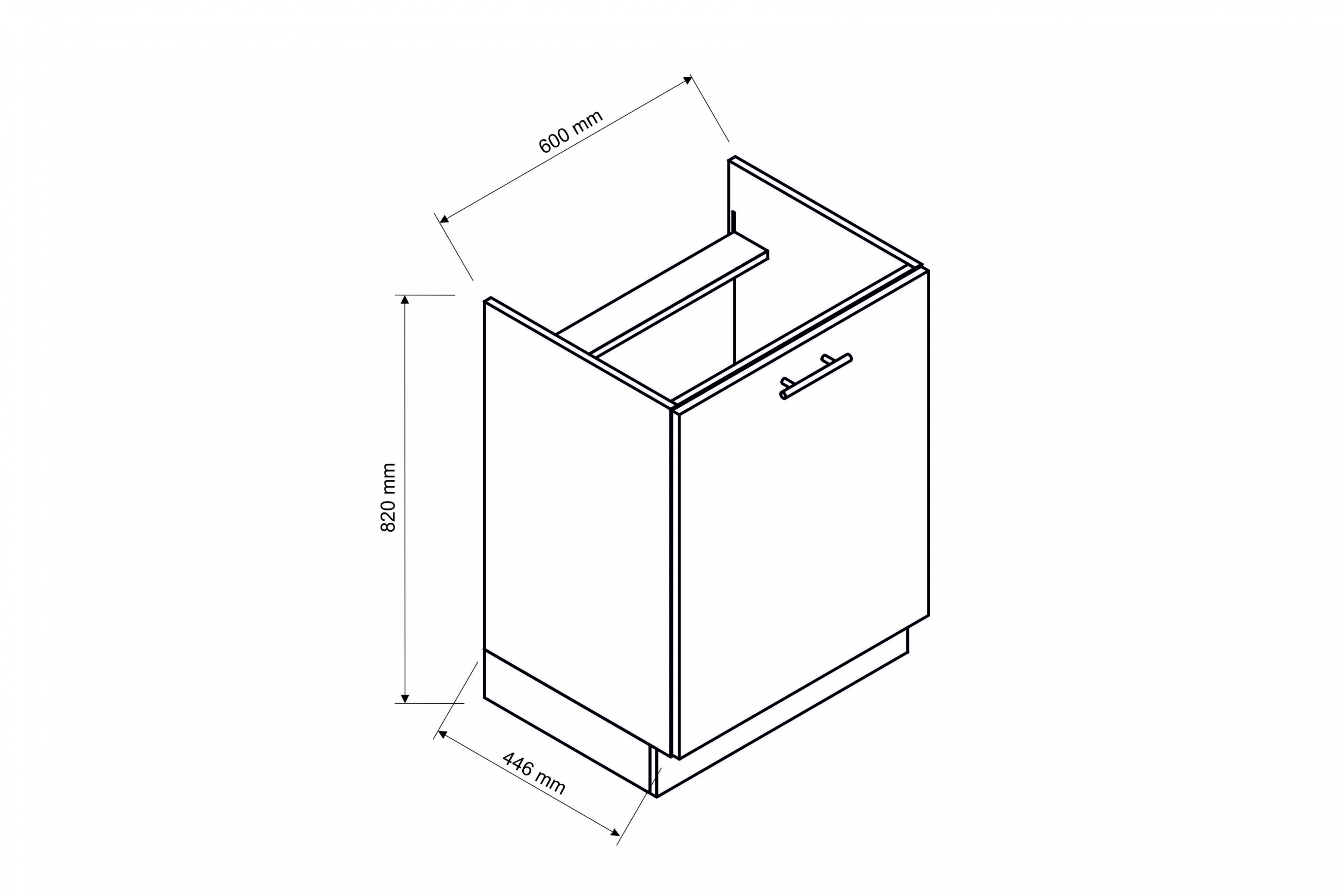 Skříňka kuchyňská pod zabudowe plyty grzewczej Mina D60 PC P/L - černá groszek Skříňka kuchyňská pod zabudowe plyty grzewczej Mina D60 PC P/L - černá groszek