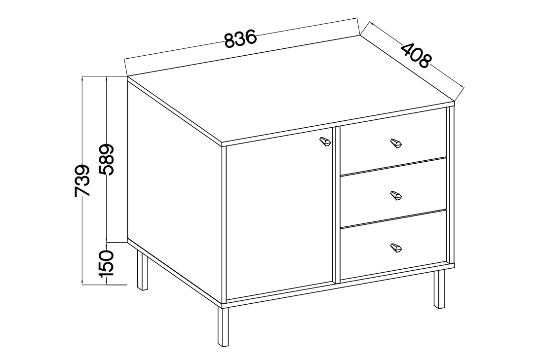 Komoda Lotina II 1F3S so zásuvkami 84 cm - čierny grafit / zlaté nožičky Komoda Lotina II 1F3S so zásuvkami 84 cm - Čierny grafit / zlote nožičky