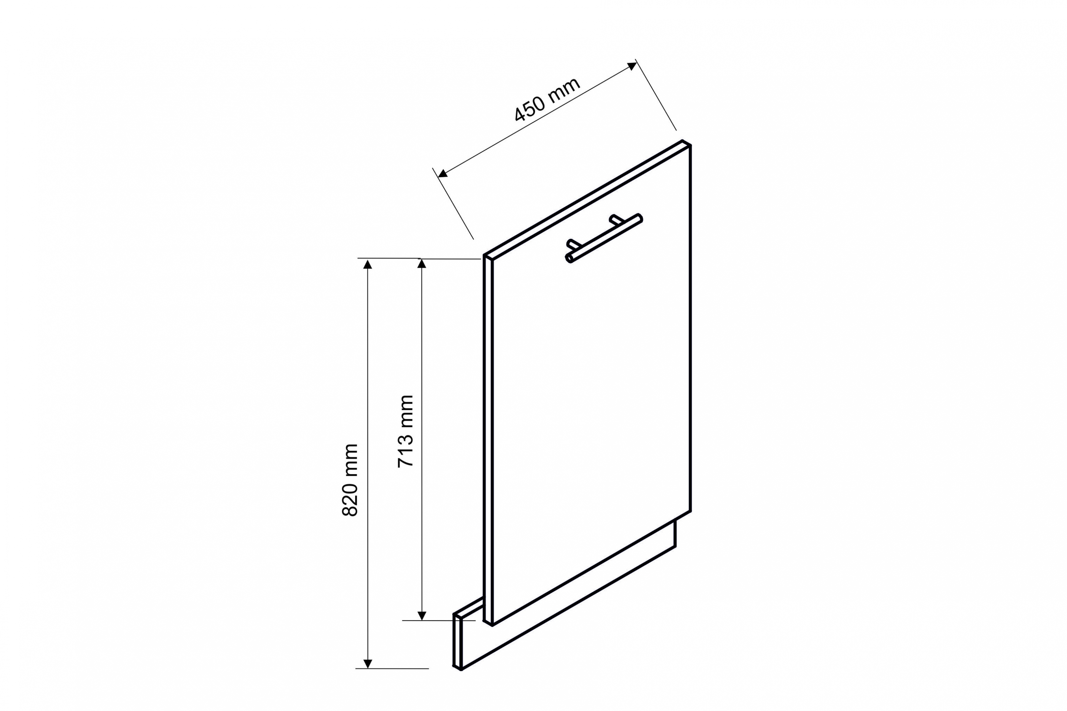 Dvierka na umývačku 45 cm s krytým panelom Mina 45PZ - čierny Grášok Predná časť do umývačky 45 cm s krytým panelom Mina 45PZ - Čierny Grášok