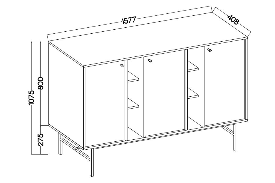 Komoda Lotina III 3F - 158 cm - Béžová Pieskový / zlaté nožičky Komoda Lotina III 3F - 158 cm - Béžová Pieskový / zlote nožičky